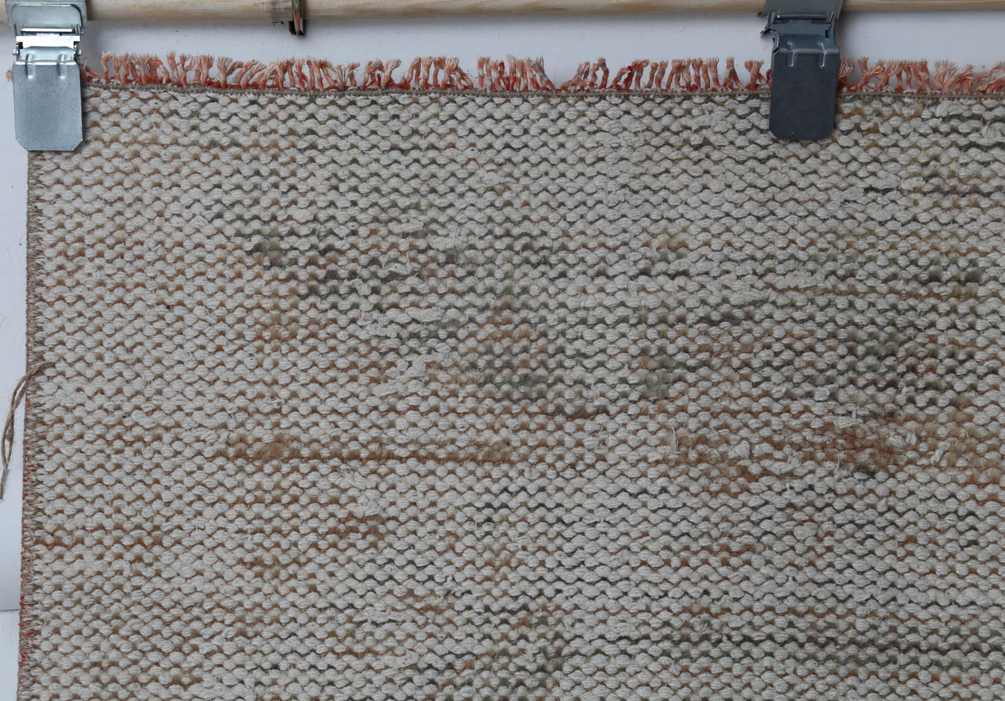 2x7 Vintage Turkish Runner Rug, Ivory Distressed Hallway Rug, Handmade Wool Cotton Narrow Carpet