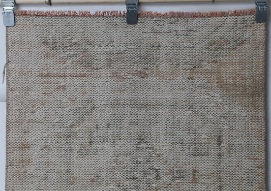 2x7 Vintage Turkish Runner Rug, Ivory Distressed Hallway Rug, Handmade Wool Cotton Narrow Carpet