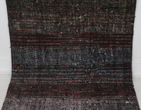 Vintage Turkish Wool Cotton Flatweave Runner Rug, Black Red Striped (2x12) - photo 8 of 10