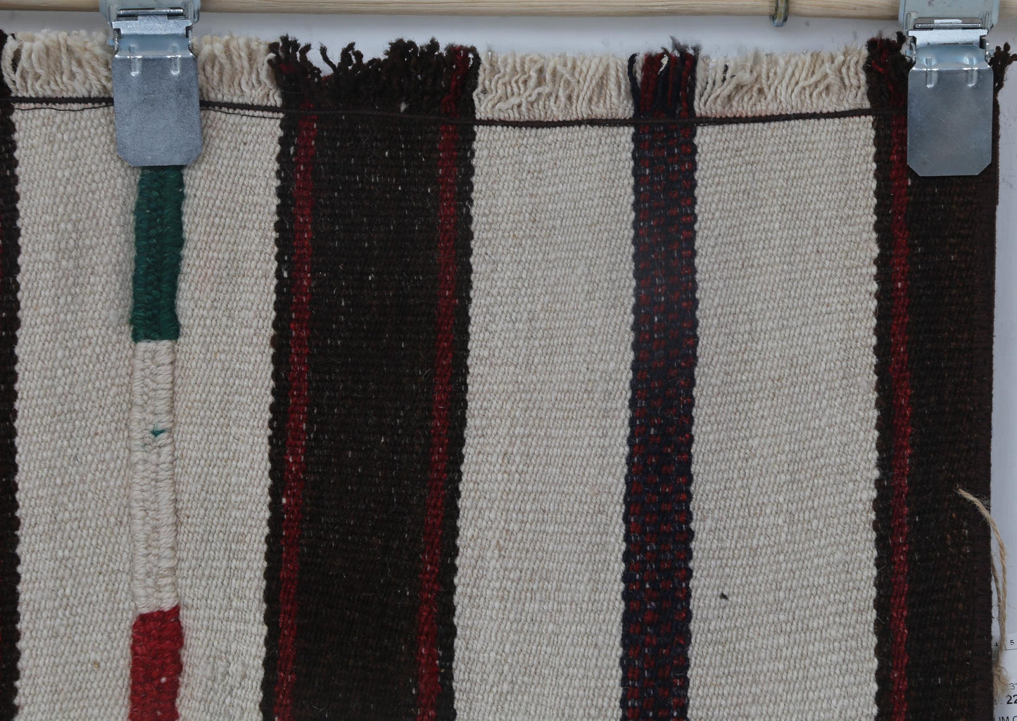 2x7 Vintage Turkish Kilim Runner Rug, Beige Black Striped Hallway Rug, Handmade Wool Narrow Runner