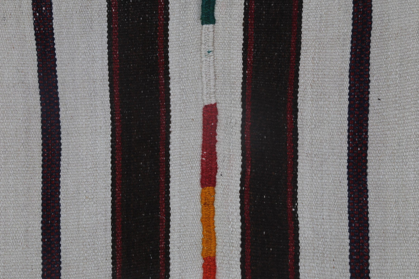 2x7 Vintage Turkish Kilim Runner Rug, Beige Black Striped Hallway Rug, Handmade Wool Narrow Runner