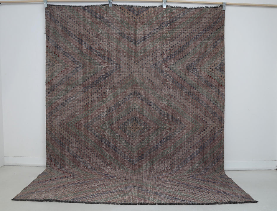 6x8 vintage Turkish kilim rug, multicolor oriental area rug