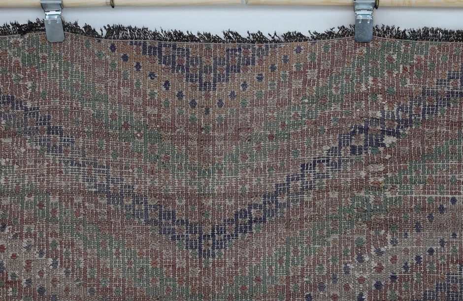 Wool flatweave texture detail on handmade tribal kilim