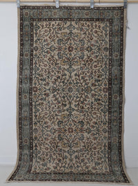 Vintage Turkish Wool Cotton Runner Rug, Beige Green Floral (4x7, 3'10" x 6'8") - photo 3 of 10