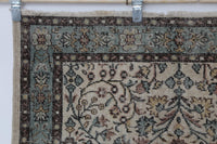 Vintage Turkish Wool Cotton Runner Rug, Beige Green Floral (4x7, 3'10" x 6'8") - photo 4 of 10