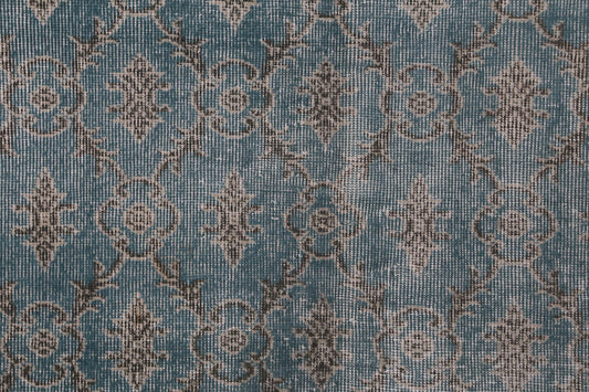 4x7 Vintage Turkish Floral Runner Rug, Green Beige Distressed Wool Cotton Hallway Rug, Handmade Traditional Decor