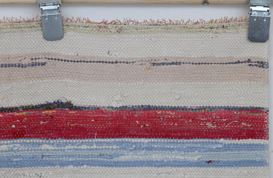 2x12 Vintage Kilim Runner Rug, Multicolor Striped Hallway Rug, Handmade Cotton Flatweave Carpet