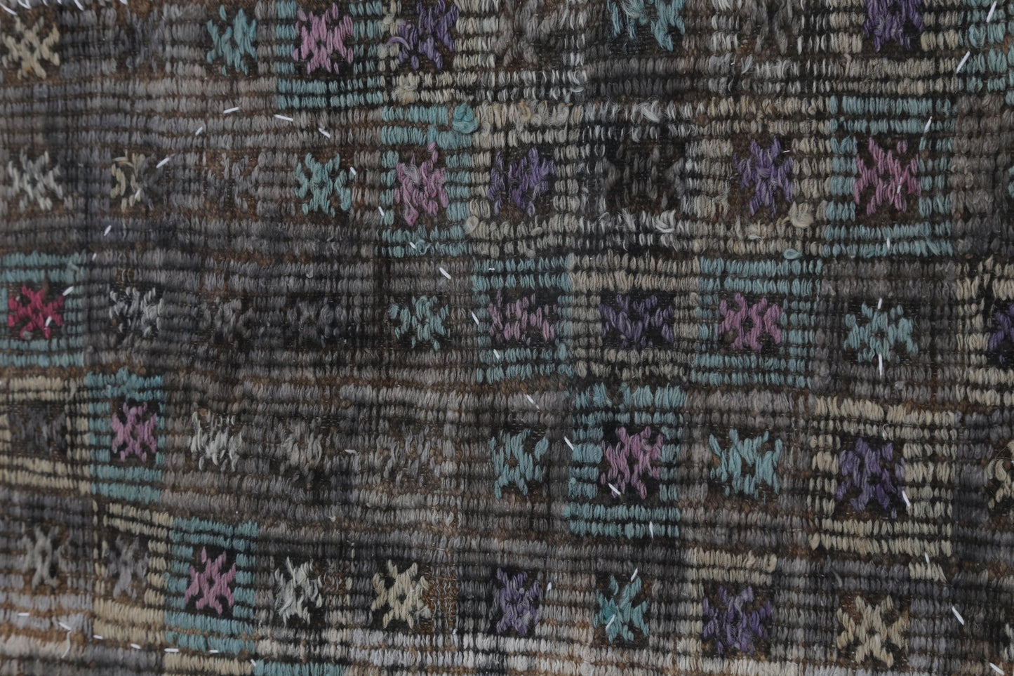 3x4 Vintage Turkish Tapestry Rug, Brown Beige Wool Wall Hanging, Handmade Textile Fiber Art