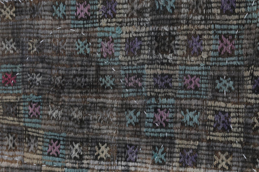 3x4 Vintage Turkish Tapestry Rug, Brown Beige Wool Wall Hanging, Handmade Textile Fiber Art