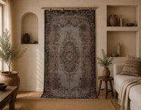 Vintage Turkish Wool Cotton Rug, Gray Pink (4x7) - photo 1 of 10