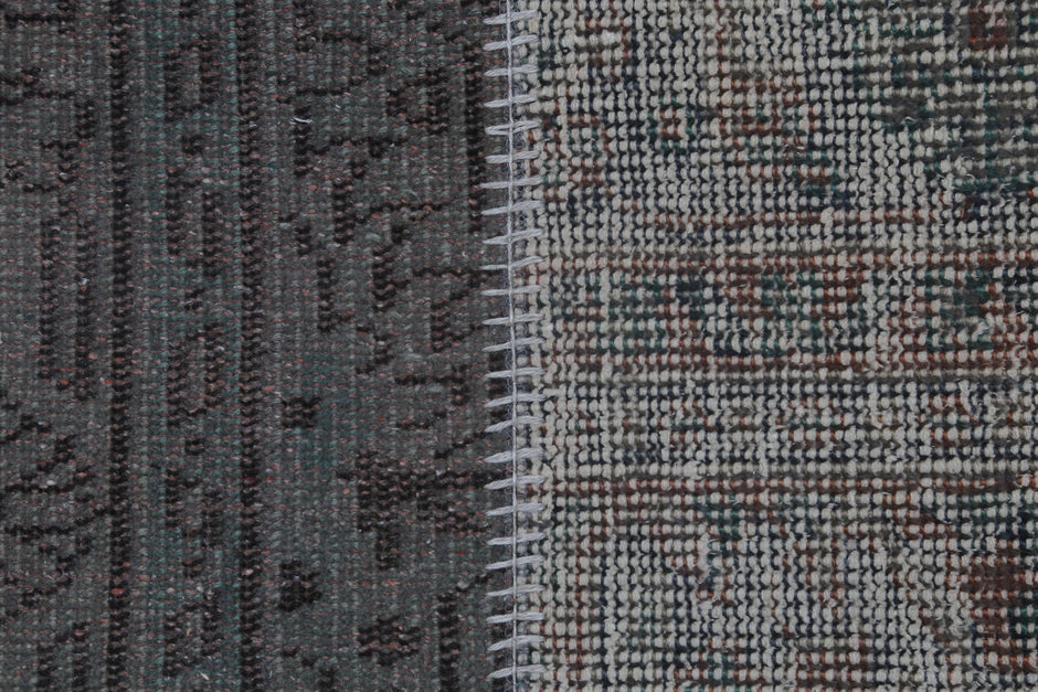 2x8 Vintage Patchwork Runner Rug, Brown Beige Handmade Hallway Rug, Wool Cotton Flatweave Carpet