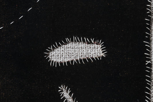3x4 Vintage Turkish Tapestry Rug, Black Abstract Wall Hanging, Handmade Flatweave Textile Decor