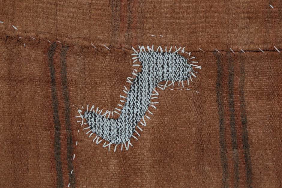 3x4 Vintage Turkish Tapestry Rug, Orange Hemp Wool Wall Hanging, Handmade Tribal Textile Art