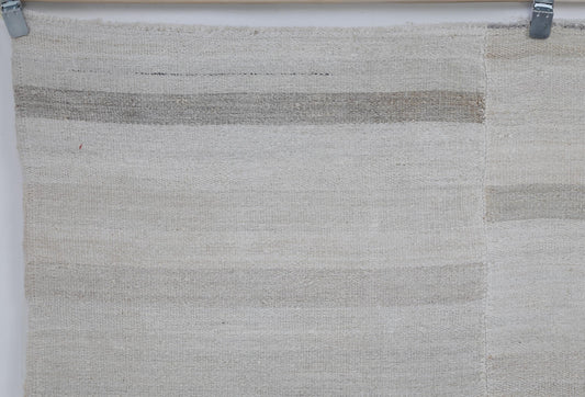 7x10 Vintage Hemp Rug, White Beige Turkish Flatweave Area Rug, Minimal Handmade Neutral Hemp Decor Rug