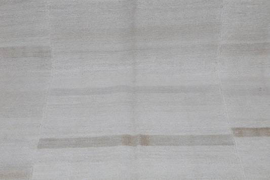 7x10 Vintage Hemp Rug, White Beige Turkish Flatweave Area Rug, Minimal Handmade Neutral Hemp Decor Rug