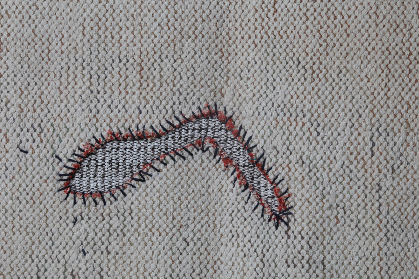 3x4 Vintage Turkish Tapestry Rug, Minimal Beige Wall Hanging, Handmade Flatweave Textile Art