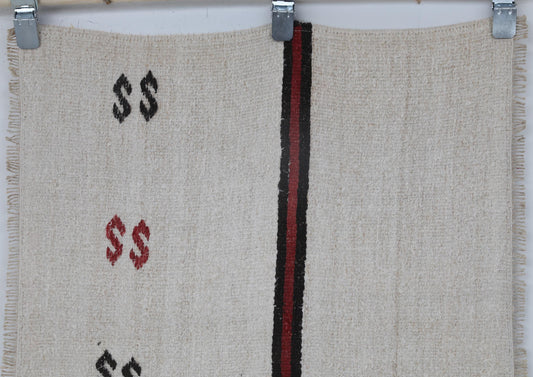 2x6 Vintage Hemp Runner Rug, Beige Striped Turkish Hallway Rug, Handmade Hemp Wool Narrow Runner