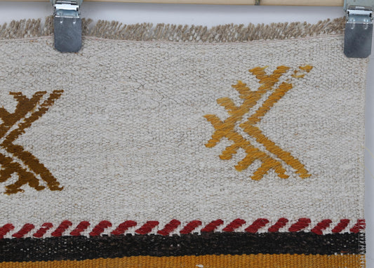 2x4 Vintage Hemp Accent Rug, Beige Striped Turkish Small Area Rug, Handmade Rustic Hemp Rug