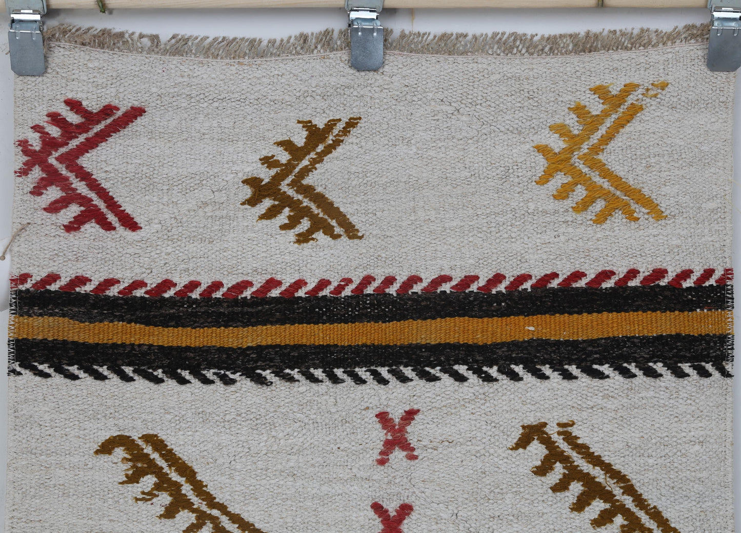 2x4 Vintage Hemp Accent Rug, Beige Striped Turkish Small Area Rug, Handmade Rustic Hemp Rug