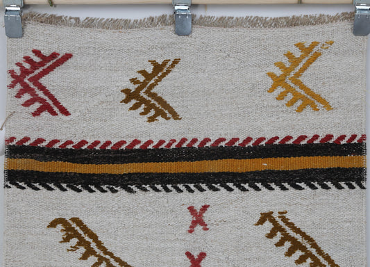 2x4 Vintage Hemp Accent Rug, Beige Striped Turkish Small Area Rug, Handmade Rustic Hemp Rug