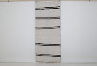 Vintage Turkish Wool Hemp Runner Rug, Black White Striped Minimalist (2x6) - photo 1 of 9