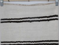 Vintage Turkish Wool Hemp Runner Rug, Black White Striped Minimalist (2x6) - photo 5 of 9