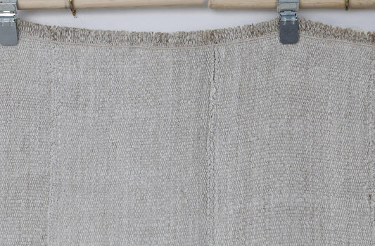 5x7 Vintage Turkish Hemp Rug, White Minimal Flatweave Area Rug, Handmade Natural Woven Decor
