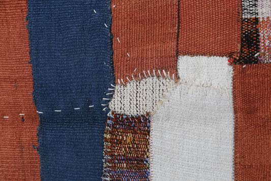 3x4 Vintage Turkish Tapestry Rug, Abstract Hemp Wool Wall Hanging, Handmade Textile Fiber Art Decor