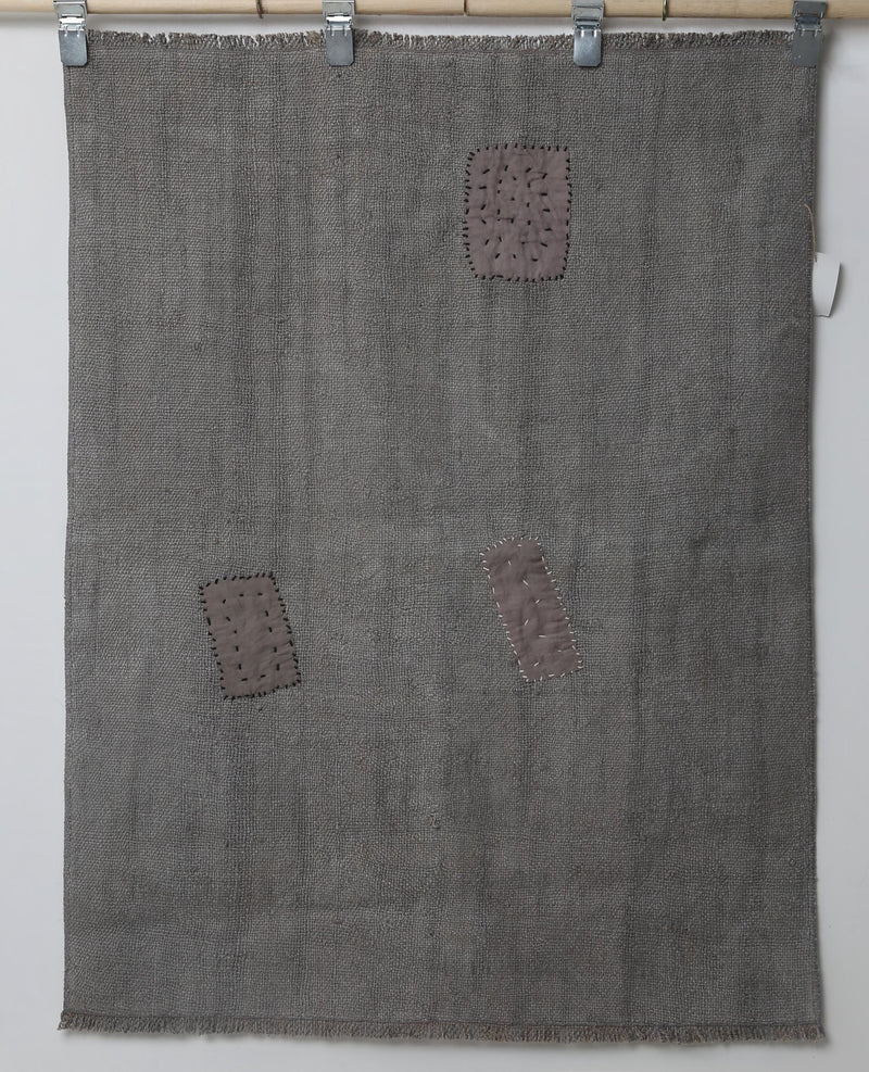 3x4 Vintage Hemp Rug, Solid Gray Minimalist Turkish Hemp Area Rug, Handmade Neutral Rustic Decor