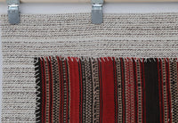 Vintage Turkish Tapestry Rug, Red Striped Wall Hanging (3'2" x 4'3") - photo 4 of 10