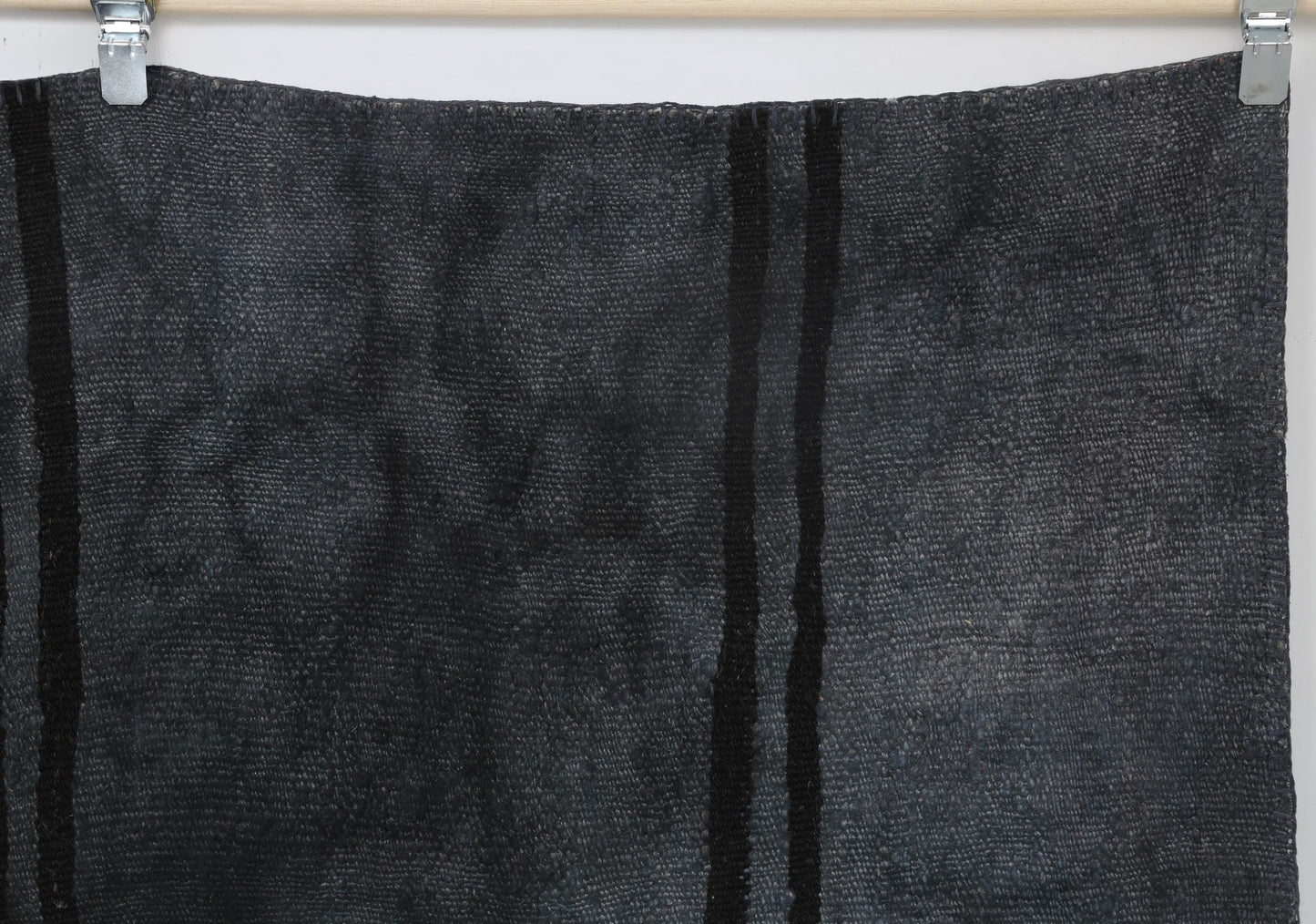 7x10 Vintage Hemp Patchwork Rug, Dark Blue Turkish Area Rug, Handmade Minimal Floor Carpet