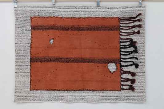 3x5 Vintage Turkish Tapestry Rug, Orange Flatweave Wall Hanging, Handmade Textile Wall Decor