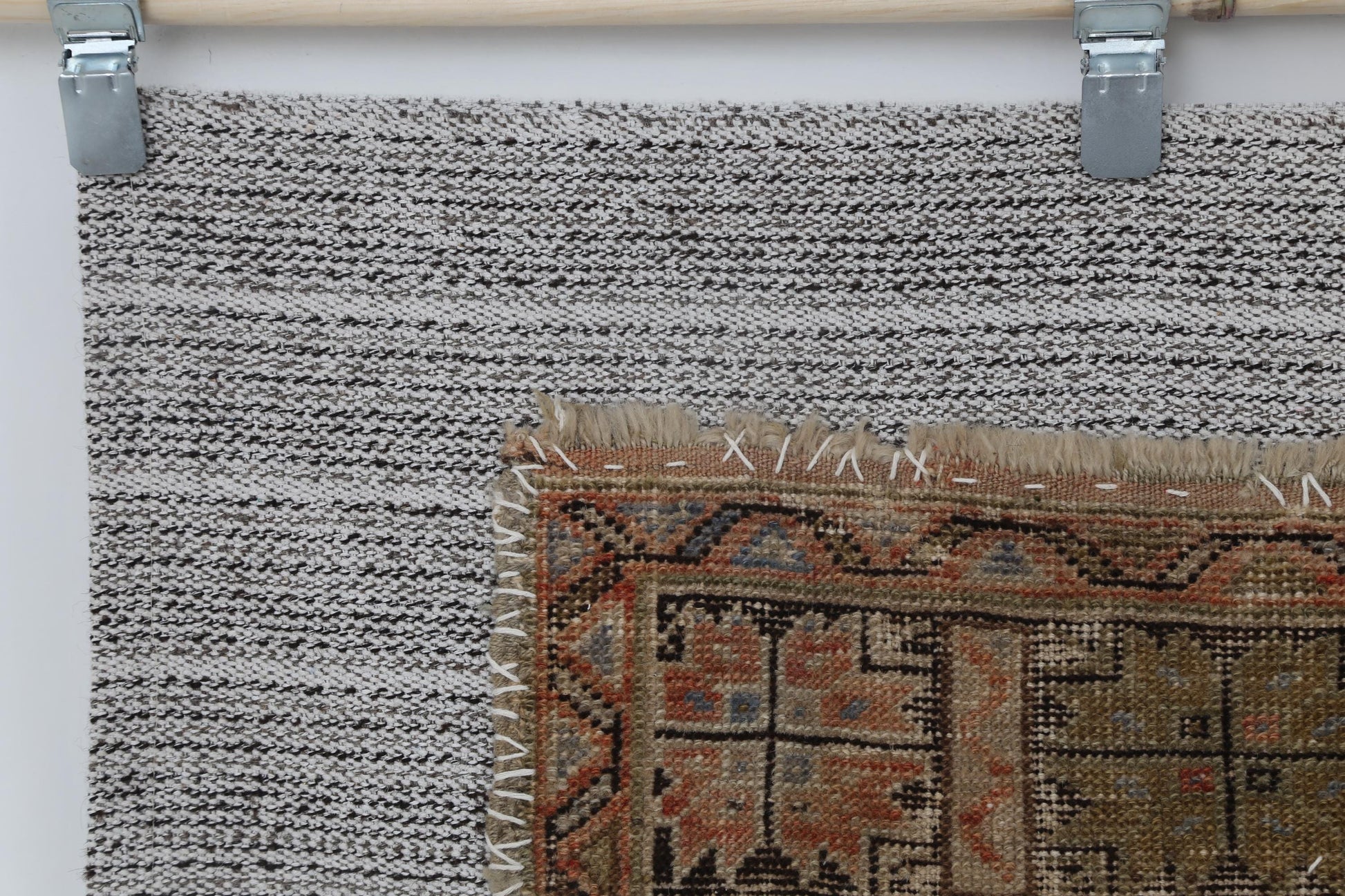 3x4 Vintage Turkish Tapestry Rug, Orange and Brown Tribal Wall Hanging, Handmade Wool Cotton Textile Art