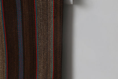 6x8 Vintage Striped Kilim Rug, Brown Handmade Wool Turkish Area Rug, Rustic Tribal Floor Carpet