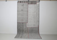 Vintage Turkish Wool Cotton Kilim Runner Rug, Black White (4x7) - photo 1 of 9