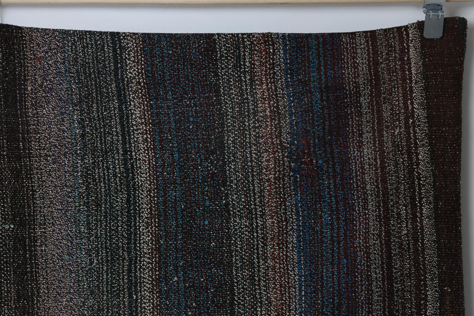 Wool cotton flatweave texture detail on handmade kilim rug