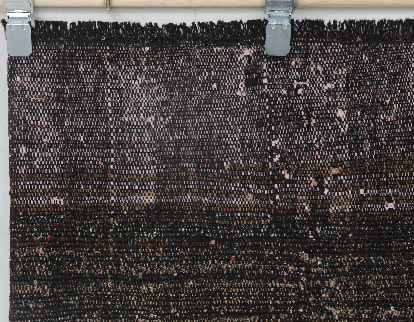 2x12 Vintage Turkish Flatweave Runner Rug, Black Red Striped Hallway Rug, Handmade Wool Cotton Long Runner