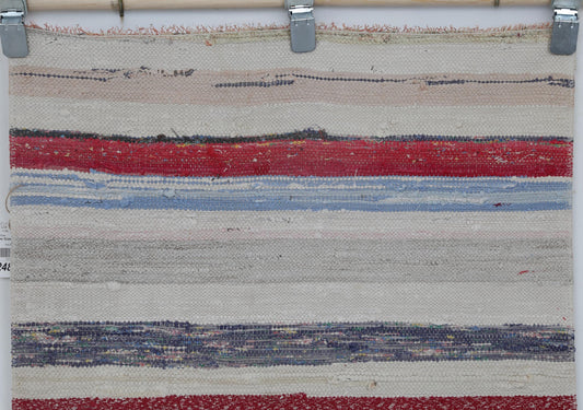 2x12 Vintage Kilim Runner Rug, Multicolor Striped Hallway Rug, Handmade Cotton Flatweave Carpet