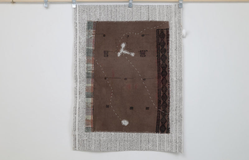 Vintage Turkish Tapestry Rug, Brown Solid Wall Hanging (3'5" x 4'6")
