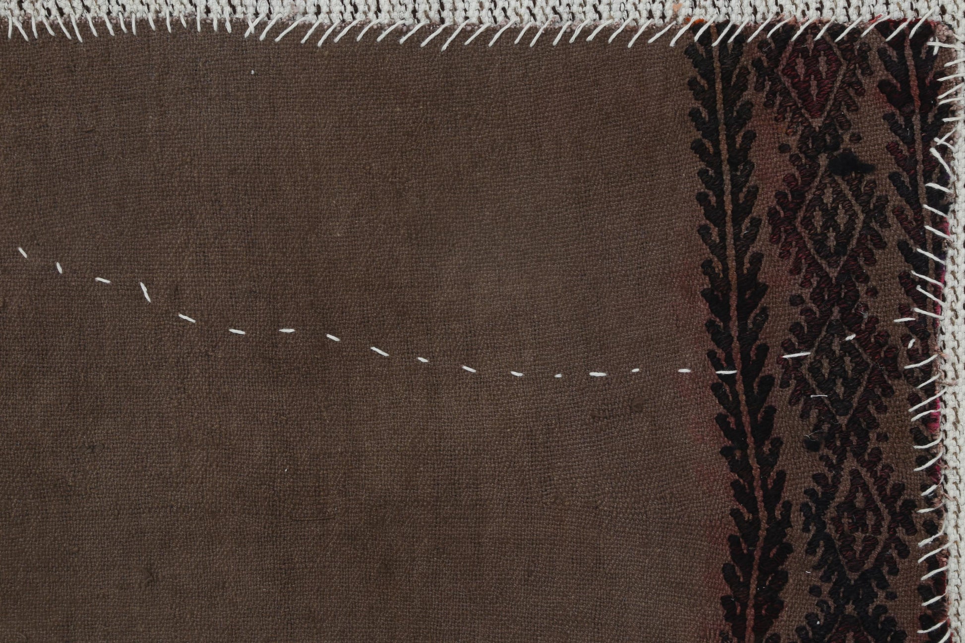3x5 Vintage Turkish Tapestry Rug, Brown Tribal Textile Wall Hanging, Handmade Wool Cotton Fiber Art