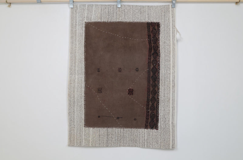 Vintage Turkish Tapestry Rug, Brown Solid Wall Hanging (3'4" x 4'5")