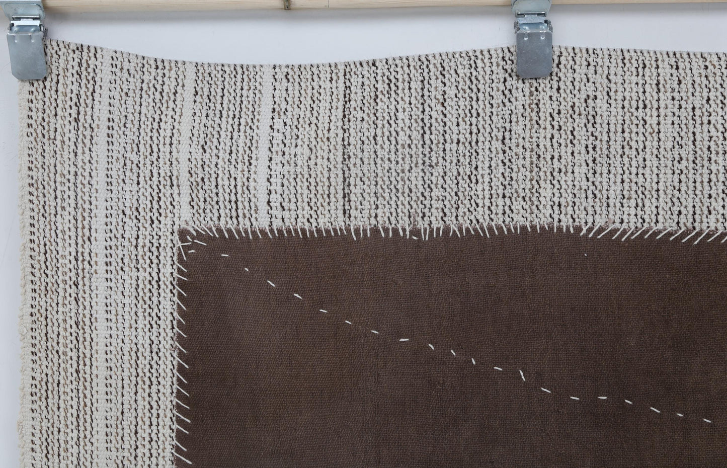 3x5 Vintage Turkish Tapestry Rug, Brown Tribal Textile Wall Hanging, Handmade Wool Cotton Fiber Art