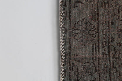 2x8 Vintage Patchwork Runner Rug, Brown Beige Handmade Hallway Rug, Wool Cotton Flatweave Carpet