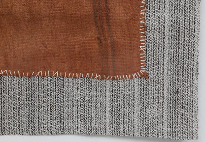 3x4 Vintage Turkish Tapestry Rug, Orange Hemp Wool Wall Hanging, Handmade Tribal Textile Art