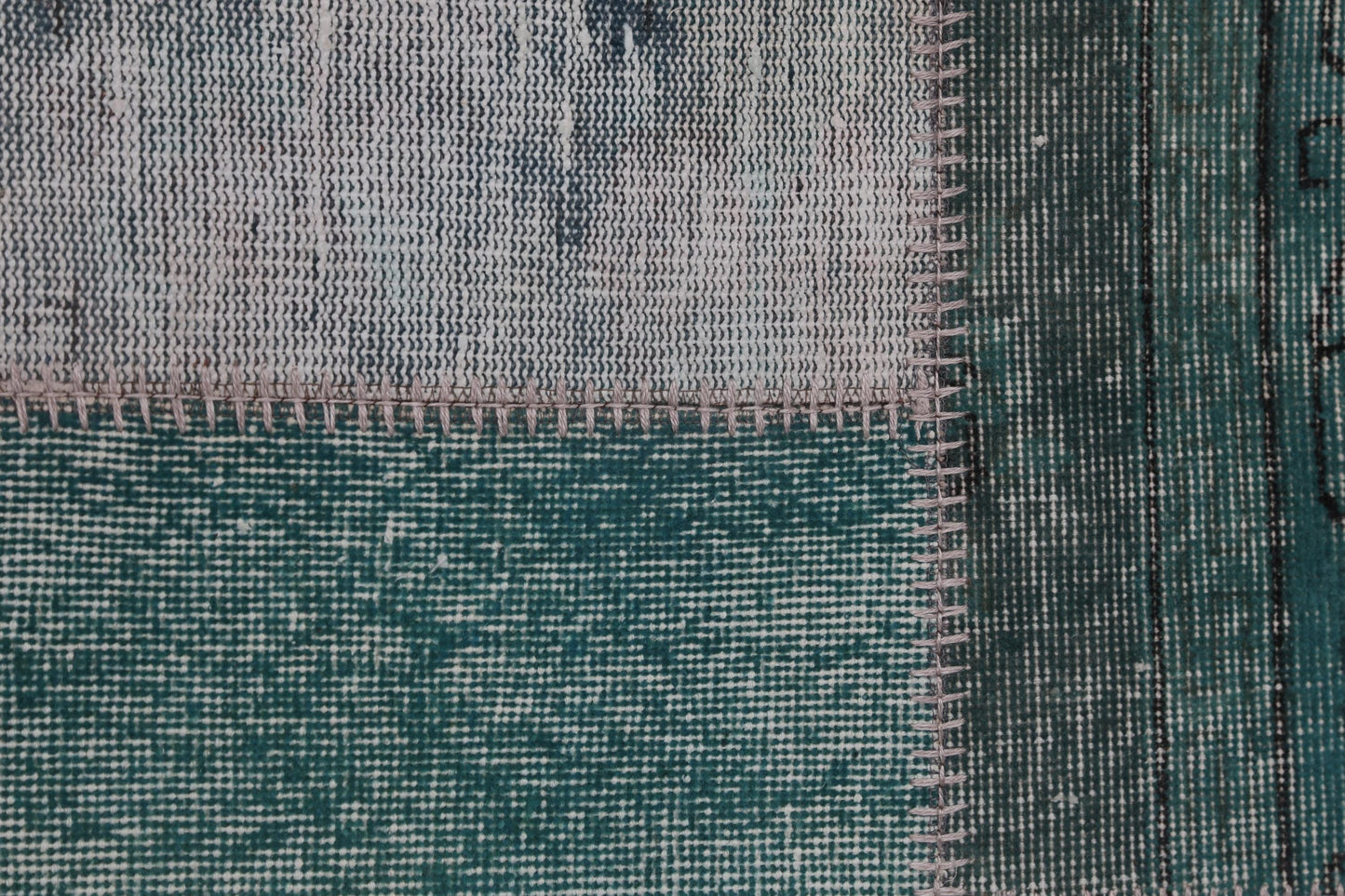 2x8 Vintage Patchwork Runner Rug, Green Turkish Hallway Rug, Handmade Wool Cotton Flatweave Runner