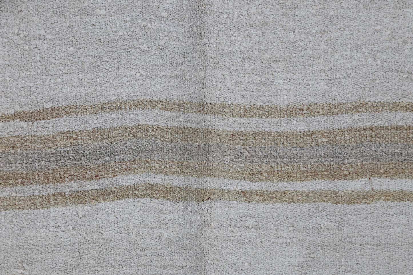 7x9 Vintage Hemp Rug, Beige White Striped Turkish Flatweave Rug, Handmade Natural Hemp Wool Area Rug