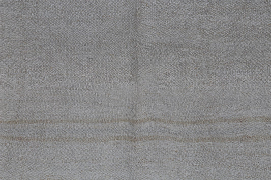 5x8 Vintage Hemp Rug, White Beige Striped Turkish Flatweave Area Rug, Handmade Natural Hemp Rug