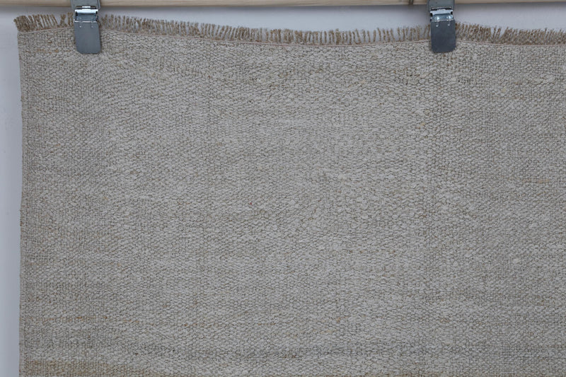 5x8 Vintage Hemp Rug, White Beige Striped Turkish Flatweave Area Rug, Handmade Natural Hemp Rug