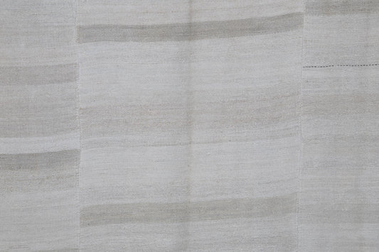 7x10 Vintage Hemp Rug, White Beige Turkish Flatweave Area Rug, Minimal Handmade Neutral Hemp Decor Rug