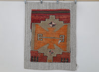 Vintage Turkish Tapestry Rug, Orange Red Medallion Wall Hanging (3'4" x 4'5") - photo 2 of 8